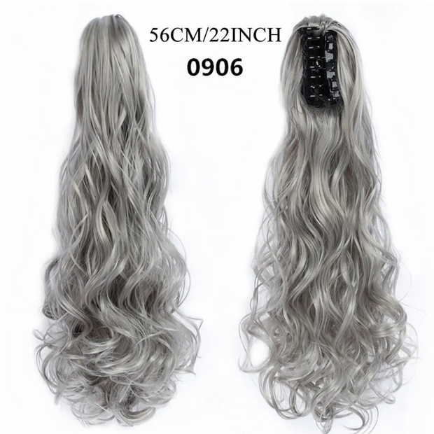 Water Wave Claw Clip In Ponytail Hair Extension Ombre Color Curly Wavy Synthetic Ponytail Extension Hair For Women Pony Tail