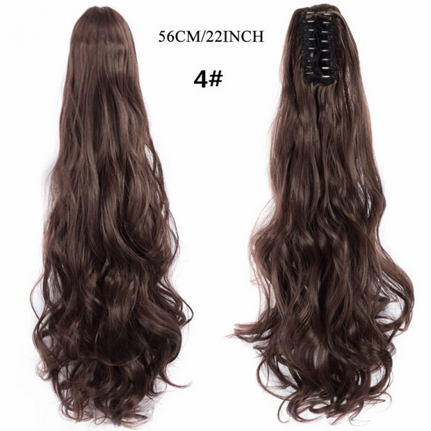 Water Wave Claw Clip In Ponytail Hair Extension Ombre Color Curly Wavy Synthetic Ponytail Extension Hair For Women Pony Tail