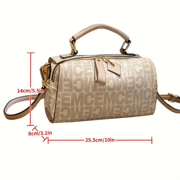 Designer Print Crossbody Bag, Women's Versatile Shoulder Handbag, Elegant Top Handle Purse - Luxe Ladies Moda