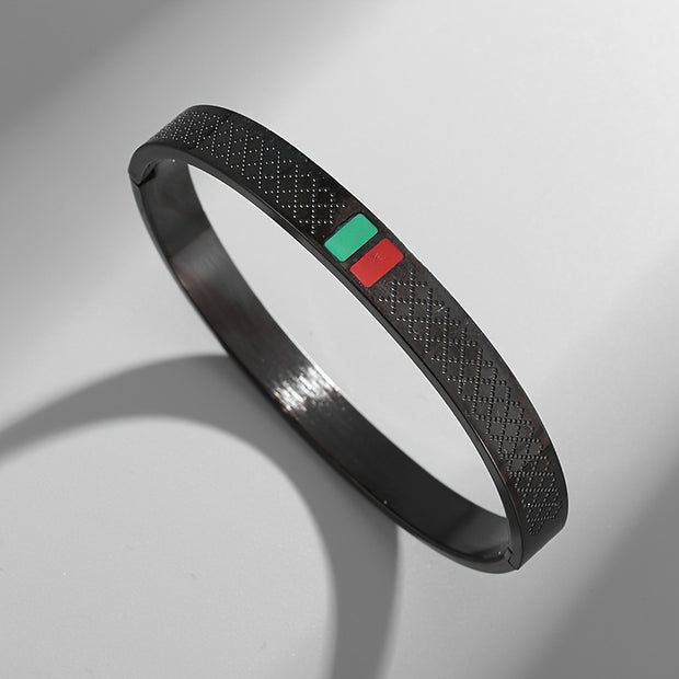 3pcs/set stainless steel green red enamel bracelets for women and men cuff bracelets for couples fashion luxury retro jewelry gifts - Luxe Ladies Moda