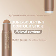 Cream Contour Stick for Warm Brown Skin,Warm Nose Contour Makeup Built-In Sponge, Smooth Long Lasting Bronzer, Blendable Lightweight Contouring Stick #02 Warm Brown