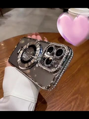 Luxury Bling Glitter Ring Bracket Magnetic Plating Phone Case For IPhone 15 14 13 12 11 Pro Max 15 Plus Kickstand Shockproof Soft Back Cove Accessories Protection - Luxe Ladies Moda
