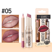 Ushas 12 color matte lipstick and lipliner two-color set - to achieve the perfect, lasting matte effect, with precise contour, suitable for all skin types of moisturizing formula, suitable for any occasion, is an ideal gift - Luxe Ladies Moda
