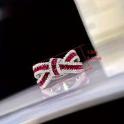 Elegant Silver-Plated Bow Knot Ring with July Gemstone - Chic Gift for Engagement & Party - Luxe Ladies Moda