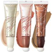 3 PCS Liquid Contour Stick,Moisturizing Highlighter,Blush and Bronzer,Silky Cream Contouring Pen with Soft Cushion Applicator,Long Lasting Face Illuminator Makeup,Bikini Beach