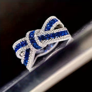 Elegant Silver-Plated Bow Knot Ring with July Gemstone - Chic Gift for Engagement & Party - Luxe Ladies Moda
