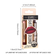 Ushas 12 color matte lipstick and lipliner two-color set - to achieve the perfect, lasting matte effect, with precise contour, suitable for all skin types of moisturizing formula, suitable for any occasion, is an ideal gift - Luxe Ladies Moda