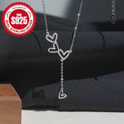 925 Pure Silvery Heart Tassel Necklace, Glittering Golden Clavicle Chain, Hypoallergenic 0.12oz, Perfect for Mother's Day, Valentine's Day, Wedding, Daily Accessories, Lovely and Luxurious Style - Luxe Ladies Moda