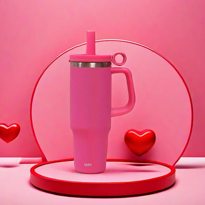 40 Oz Tumbler With Handle And Straw, Car Mug, Stainless Steel Vacuum Travel Mug, Vacuum Water Bottle For Gift Party Office Coffee - Luxe Ladies Moda