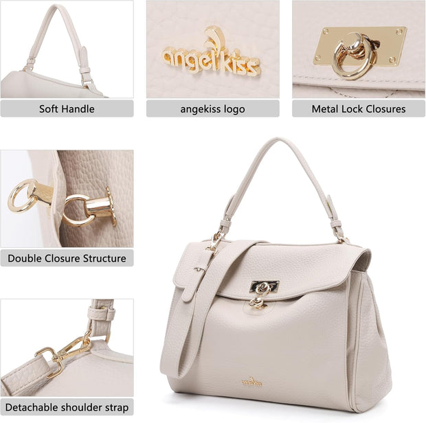 Satchel Purses and Handbags for Women Soft Vegan Leather Tote Shoulder Bag Top Handle with Crossbody Strap