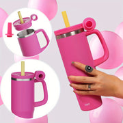 40 Oz Tumbler With Handle And Straw, Car Mug, Stainless Steel Vacuum Travel Mug, Vacuum Water Bottle For Gift Party Office Coffee - Luxe Ladies Moda