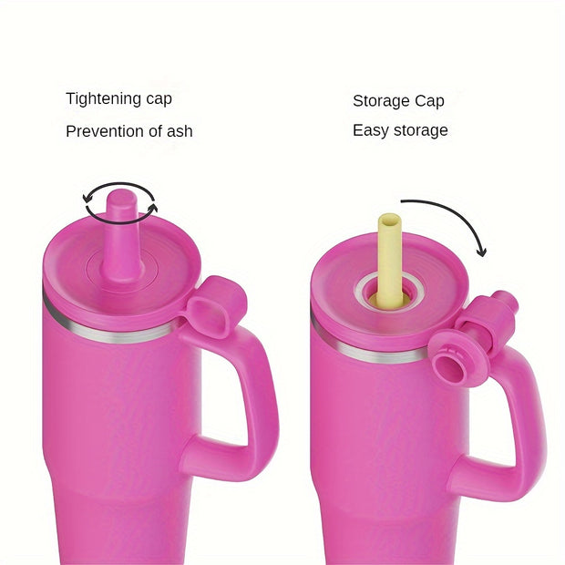 40 Oz Tumbler With Handle And Straw, Car Mug, Stainless Steel Vacuum Travel Mug, Vacuum Water Bottle For Gift Party Office Coffee - Luxe Ladies Moda