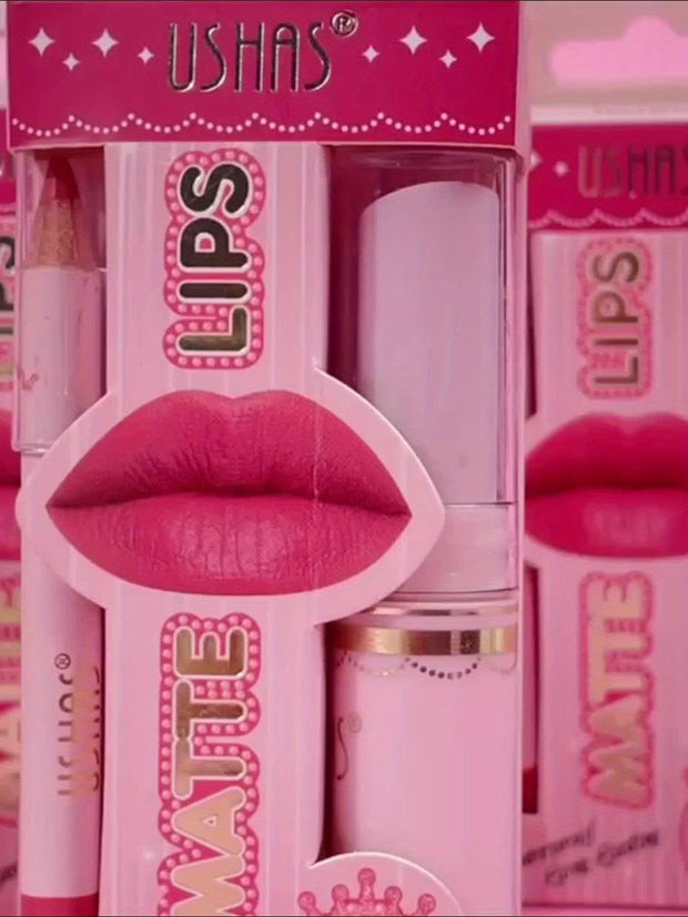Ushas, 1Set, Long-Lasting Matte Nude Lipsticks With Lip Liner - Waterproof, 12 Shades, Makeup Essentials For Daily Wear, All Skin Types - Long-Lasting, Hydrating, And Nourishing Lip Care For Women - Luxe Ladies Moda