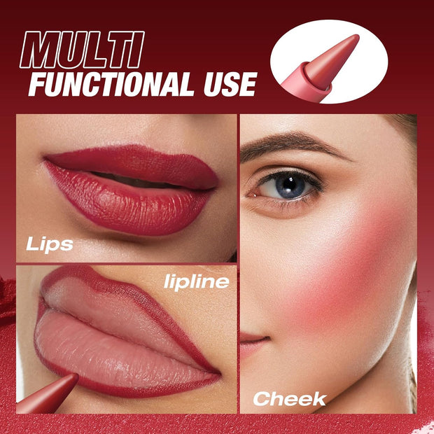 6Pcs 2 in 1 Lip Liner and Lipstick Lip Combo Set - 24 Hours Long-Lasting, Nude & Matte Velvet Ombre Effect Gradient Lip Liner, Smudge-Proof, Waterproof, Easy to Apply Gradient Lips Makeup