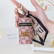 Designer Keychain Letter Key Lipstick Keychains Fashion PU Leather Purse Pendant Car Keyring Chain Charm Brown Flower Mini Bag Trinket Gift for Men Women - Luxe Ladies Moda