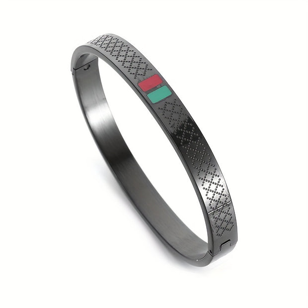 3pcs/set stainless steel green red enamel bracelets for women and men cuff bracelets for couples fashion luxury retro jewelry gifts - Luxe Ladies Moda