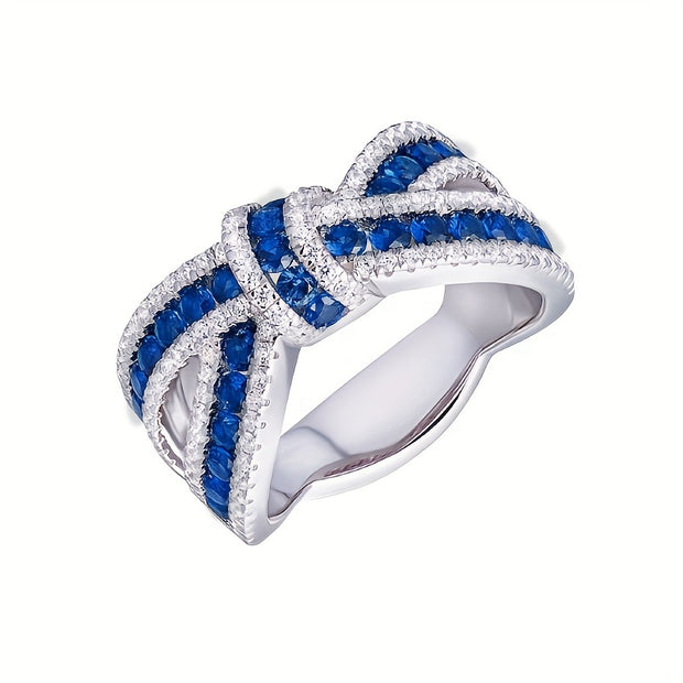 Elegant Silver-Plated Bow Knot Ring with July Gemstone - Chic Gift for Engagement & Party - Luxe Ladies Moda