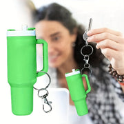 Chic Cartoon-Themed Mini Cup Keychain - Pvc, Climbing Clip Design For Women & Men - Perfect For Stanley Cups, School Bags & Anniversary Gifts - Luxe Ladies Moda