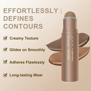 Cream Contour Stick for Warm Brown Skin,Warm Nose Contour Makeup Built-In Sponge, Smooth Long Lasting Bronzer, Blendable Lightweight Contouring Stick #02 Warm Brown