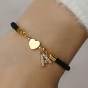 1pc New Classic A-Z Heart Initial Letter Bracelet Women Simpel Adjustable Colorful Rope Bracelet For Women Jewelry Valentine Gifts - Luxe Ladies Moda