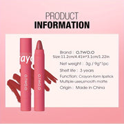 O.TWO.O Lipstick Pencil Lip Liner 6 Colors Velvet Matte Waterproof Long Lasting Smudge Proof Lip Pen For Lips Makeup Cosmetic - Luxe Ladies Moda