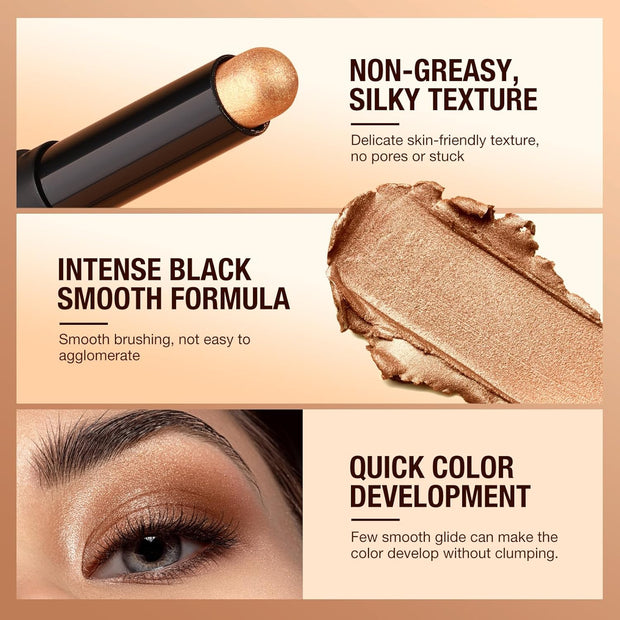 Eyeshadow Stick Set, 8 Colors Matte Professional Bright-Colored Contouring and Highlight Eyeshadow Stick, Cream Waterproof Long Lasting High Pigmented Eye Shadow. (8, EYESHADOW B)