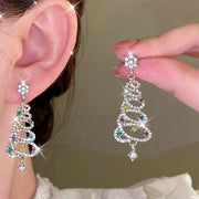 Luxurious 925 Sterling Silver Christmas Tree Drop Earrings – Dazzling Crystal Accents, Hypoallergenic, Nickel-Free