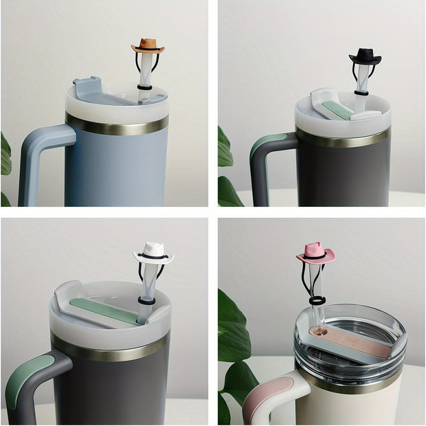 4Pcs/set Silicone Cowboy Hat Straw Covers Cap - Compatible With Stanley Cup 30 40 Oz, Cute Funny Tumbler Straw Topper (Straw Cover Only) - Luxe Ladies Moda