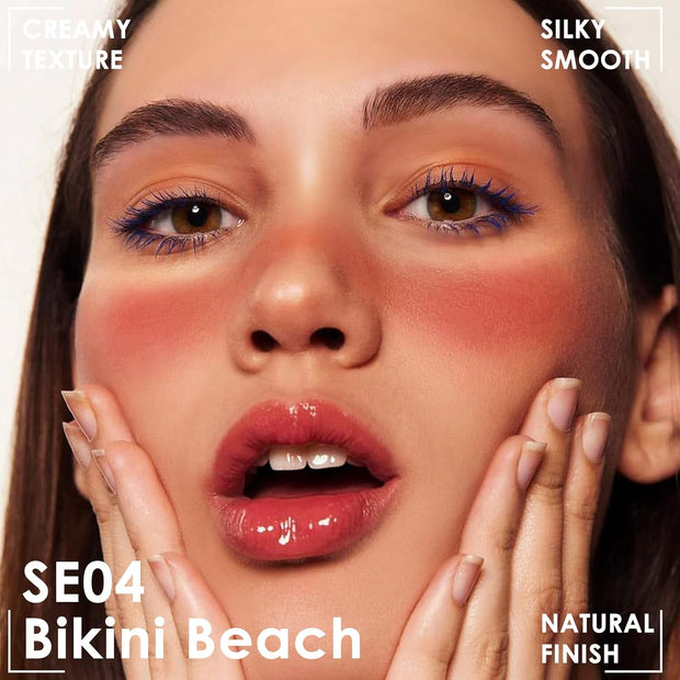 3 PCS Liquid Contour Stick,Moisturizing Highlighter,Blush and Bronzer,Silky Cream Contouring Pen with Soft Cushion Applicator,Long Lasting Face Illuminator Makeup,Bikini Beach