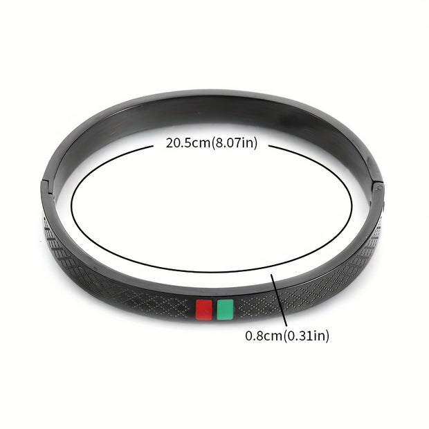 3pcs/set stainless steel green red enamel bracelets for women and men cuff bracelets for couples fashion luxury retro jewelry gifts - Luxe Ladies Moda
