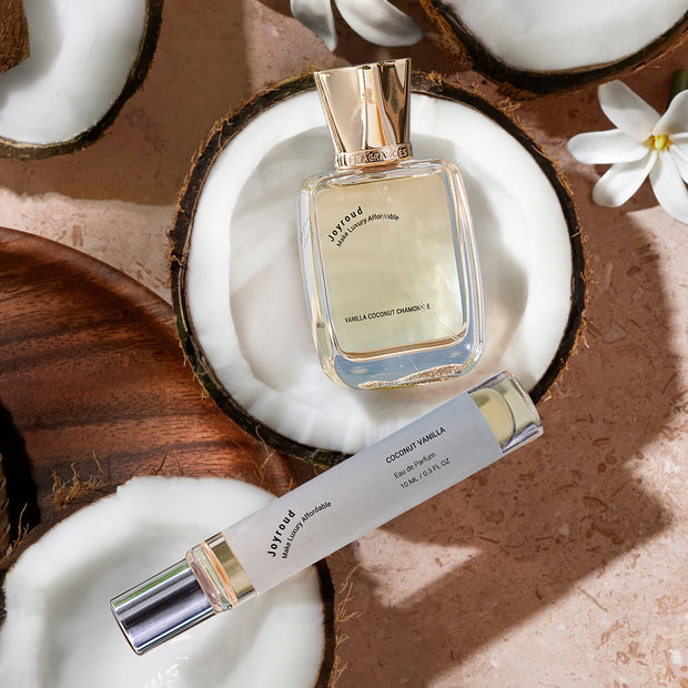 Joyroud Coconut Vanilla Bliss Eau De Parfum for Women - Tropical Floral & Fruity Scent with Chamomile, Sweet Alcohol-Based Spray, Ideal Gift for Her on Thanksgiving, Christmas & Birthdays, 1.01fl.oz. - Luxe Ladies Moda