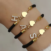 1pc New Classic A-Z Heart Initial Letter Bracelet Women Simpel Adjustable Colorful Rope Bracelet For Women Jewelry Valentine Gifts - Luxe Ladies Moda