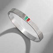 3pcs/set stainless steel green red enamel bracelets for women and men cuff bracelets for couples fashion luxury retro jewelry gifts - Luxe Ladies Moda