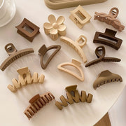 12-Piece Minimalist Hair Accessories Set – Elegant Hollow Geometric & Flower Frosted Resin Hair Clips