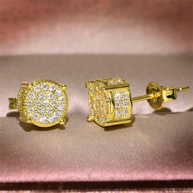 Choucong Hip Hop Stud Earring Vintage Jewelry 925 Sterling Silver Yellow Gold Fill Pave White Sapphire CZ Diamond Sparkling Women Men Earrings For Lover Gift - Luxe Ladies Moda