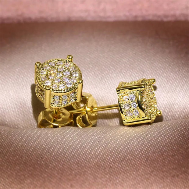 Choucong Hip Hop Stud Earring Vintage Jewelry 925 Sterling Silver Yellow Gold Fill Pave White Sapphire CZ Diamond Sparkling Women Men Earrings For Lover Gift - Luxe Ladies Moda