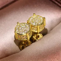 Choucong Hip Hop Stud Earring Vintage Jewelry 925 Sterling Silver Yellow Gold Fill Pave White Sapphire CZ Diamond Sparkling Women Men Earrings For Lover Gift - Luxe Ladies Moda