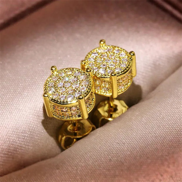 Choucong Hip Hop Stud Earring Vintage Jewelry 925 Sterling Silver Yellow Gold Fill Pave White Sapphire CZ Diamond Sparkling Women Men Earrings For Lover Gift - Luxe Ladies Moda