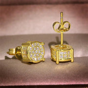 Choucong Hip Hop Stud Earring Vintage Jewelry 925 Sterling Silver Yellow Gold Fill Pave White Sapphire CZ Diamond Sparkling Women Men Earrings For Lover Gift - Luxe Ladies Moda