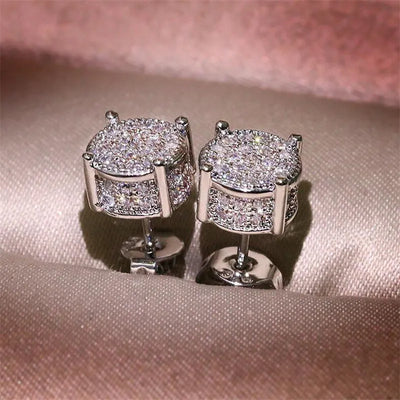 Choucong Hip Hop Stud Earring Vintage Jewelry 925 Sterling Silver Yellow Gold Fill Pave White Sapphire CZ Diamond Sparkling Women Men Earrings For Lover Gift - Luxe Ladies Moda