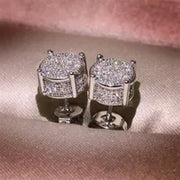 Choucong Hip Hop Stud Earring Vintage Jewelry 925 Sterling Silver Yellow Gold Fill Pave White Sapphire CZ Diamond Sparkling Women Men Earrings For Lover Gift - Luxe Ladies Moda
