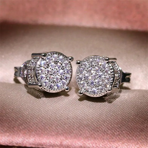 Choucong Hip Hop Stud Earring Vintage Jewelry 925 Sterling Silver Yellow Gold Fill Pave White Sapphire CZ Diamond Sparkling Women Men Earrings For Lover Gift - Luxe Ladies Moda
